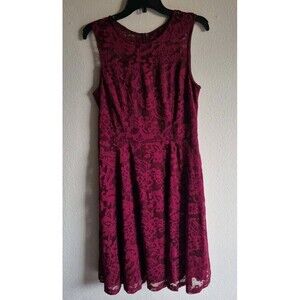 Dressystar Lace Dress NWT Burgundy Red Sleeveless Fit & Flare Size XL